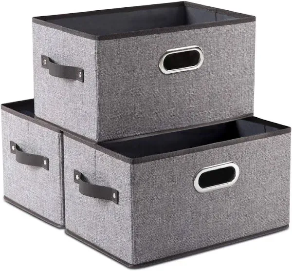 Fodable Storage Bins for Closet 3-Pack Decorative Fabric Storage Baskets Cube...