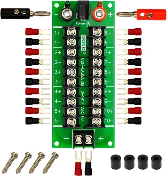 20Amp 2X10 Position Barrier Terminal Block Distribution Module for AC DC