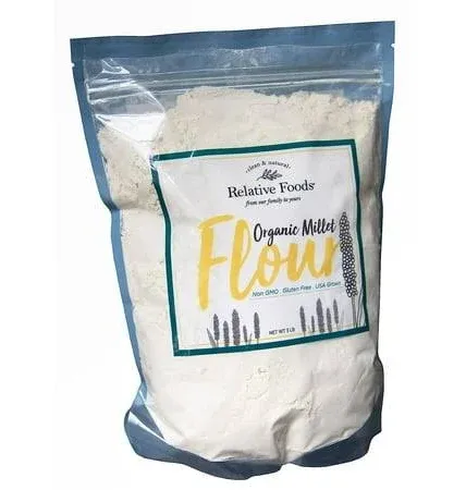 Millet Flour 3 Pounds USDA Organic, Certified Gluten Free, Sourced 100% from The USA Dry Milled with No Additives