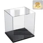 Thickened Clear Acrylic Display Case with Wood-Plastic Base for Lego 21349 10297 43244 10278 Collectibles Transparent Box Self-Assembly for Figures