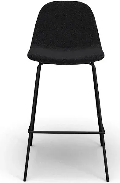 Counter Stools in White Boucle Black Legs (Set of 2)