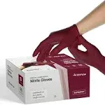 Fifth Pulse Nitrile Exam Latex Free &amp; Powder Free Gloves - Burgundy - 50pcs (Sm)