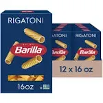 Barilla Mezzi Rigatoni Pasta, 16 oz. Box (Pack of 12) - Non-GMO Pasta Made with Durum Wheat Semolina - Kosher Certified Pasta