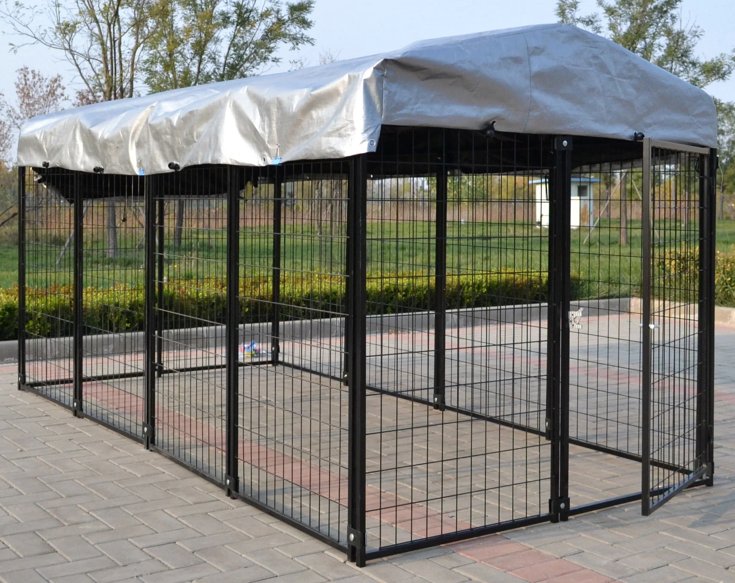 Omitree New Modular Dog Kennel with Heavy Duty Welded Steel Panel Pet Cover