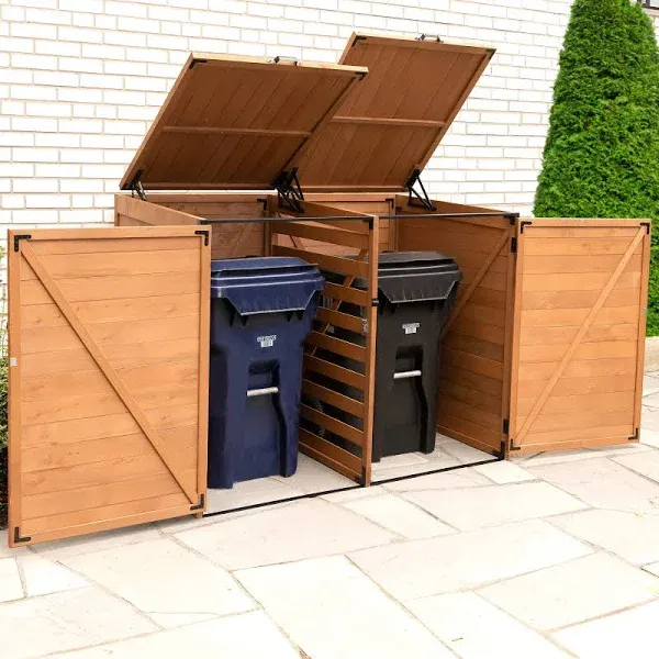 Leisure Season Horizontal Trash and Recycling Storage Shed