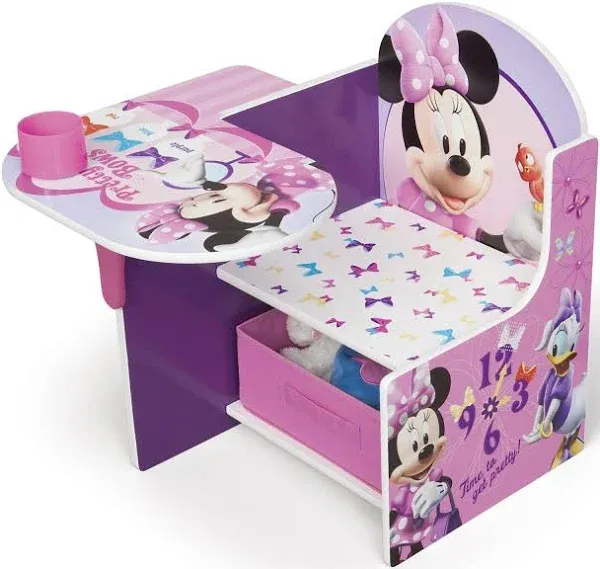 Delta Children Chair Desk with Storage Bin, Disney Minnie Mouse & Chair Desk with Storage Bin - Ideal for Arts & Crafts, Snack Time, Homeschooling