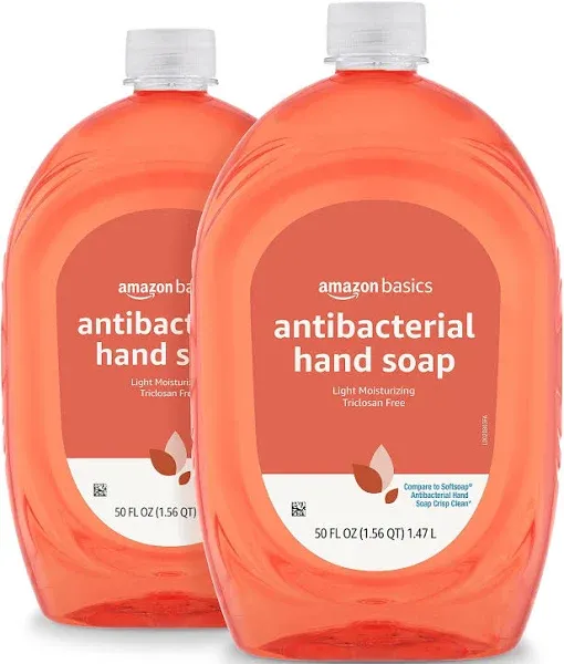 Amazon Basics Antibacterial Liquid Hand Soap Refill, Light Moisturizing, Triclosan-Free, Citrus, 50 Fl Oz (Pack of 2) (Previously Solimo)