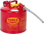 Eagle 5 Gallon, 7/8" Metal Hose, Steel Safety Can For Flammables, Type II, Red