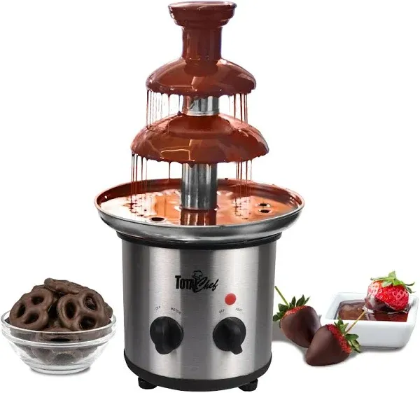 3 Tier Chocolate Fondue Fountain Machine - 1.5 lbs Electric Auger Style Fountain