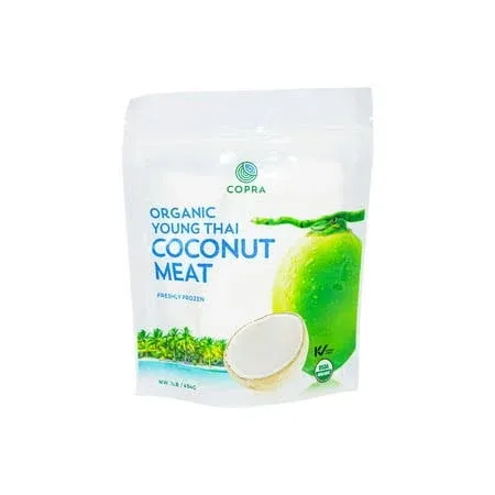 Copra Organic Frozen Coconut Meat (100% Young Coconut Frozen In Hours of Harvest) | Gluten Free, Non GMO, Vegan, Dairy Free, No Sugar Added, No Preservatives (Case of 10 x 1lb bags)