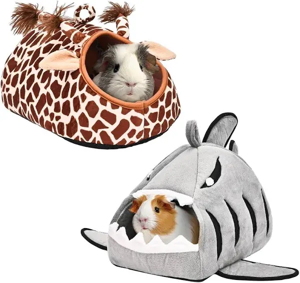 2 Pack Guinea Pig Bed House Hideout, Small Animal Hideaway Cage Accessories, ...