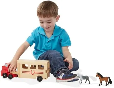 Melissa &amp; Doug 4097 Horse Carrier Truck Wooden Vehicles Play