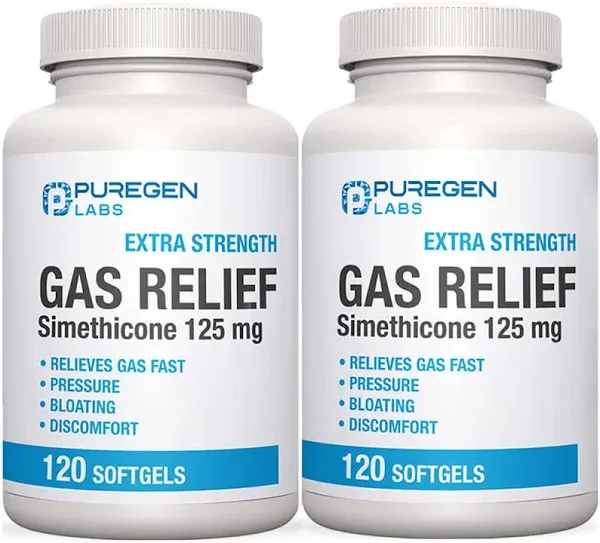 Puregen Labs Extra Strength Gas Relief Softgels With Simethicone 125 Mg Exp