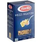 Barilla Mezzi Rigatoni Pasta, 16 oz. Box (Pack of 12) - Non-GMO Pasta Made with Durum Wheat Semolina - Kosher Certified Pasta