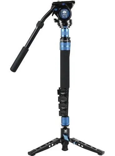 Sirui P-325FS 5-Section CF Monopod w/Feet and VH-10 Video Head, 58.9&#034; Max Height