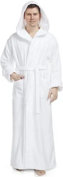 Arus Men's Hood'n Full Ankle Length Hooded Turkish Cotton Bathrobe