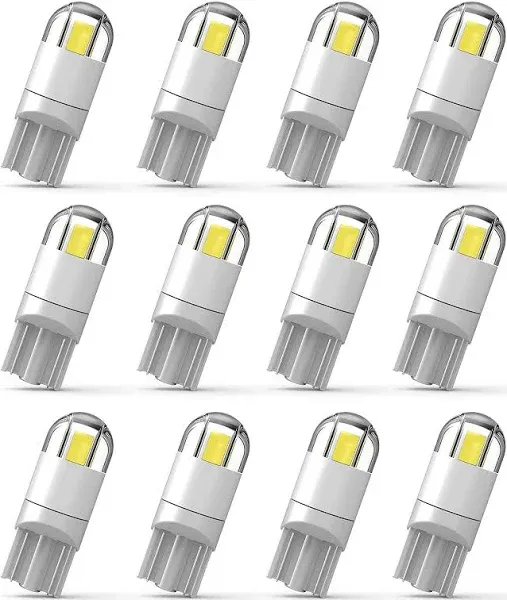 194 Led Car Bulb 3030 Chipset 2SMD T10 194 168 W5W Led Wedge Light Bulb 1.5W 12V License Plate Courtesy Step Map Lights Trunk Lamp Clearance Lights (12pcs)