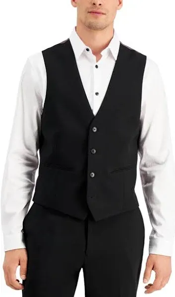 {I.N.C. International Concepts} Men&#x27;s Slim-Fit Black Solid Suit Vest - Sz S