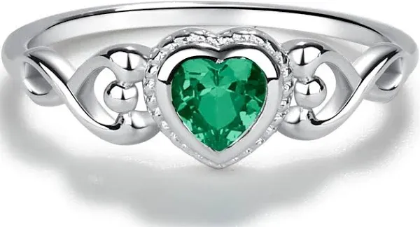 Sterling Silver Simulated CZ Heart Baby Ring