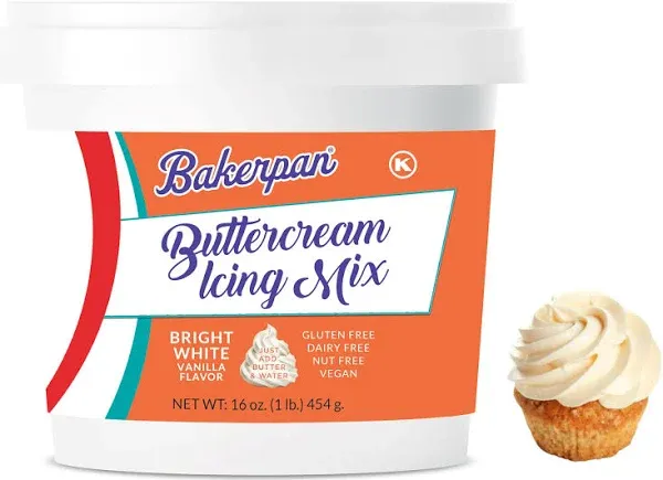 Bakerpan Buttercream Frosting for Cake Decorating, Buttercream Icing Mix for Cupcakes and Cakes, Vanilla Frosting Mix - 1 Pound (Made in USA)