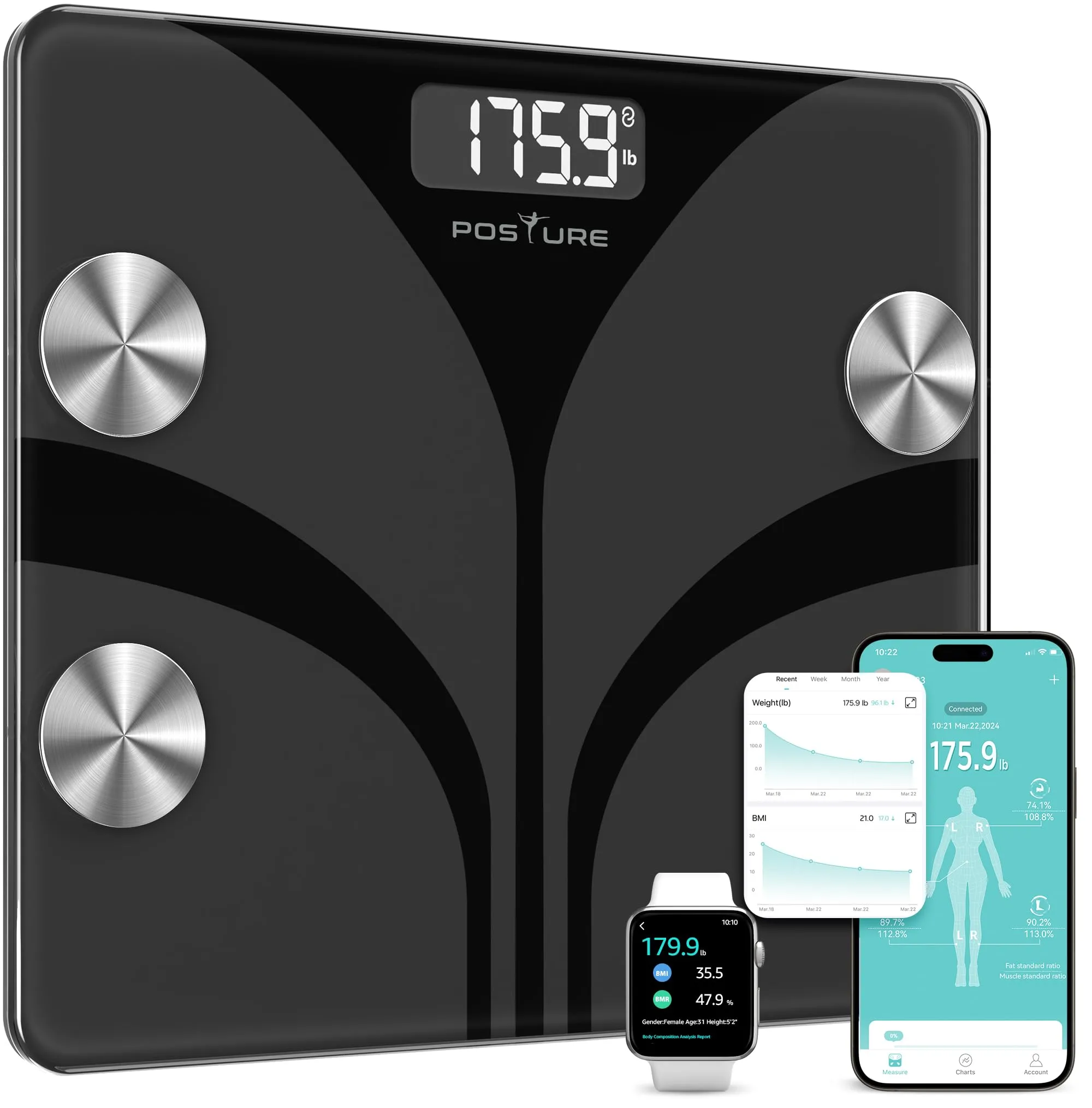 Posture Scale for Body Weight Digital Bathroom Smart Scale LCD Display