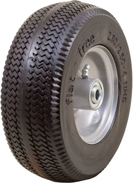 Marathon 00090 Flat-Free 2.80/2.50-4 Tire and Wheel Assembly, 3” Centered Hub, 3/4” Ball Bearings, Replacement Tire for Casters, Utility Carts and Other Equipment, Easy Install Assembly