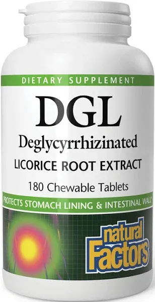 Natural Factors DGL Chewable Licorice Root Extract – 180 Tablets, Deglycyrrhizin