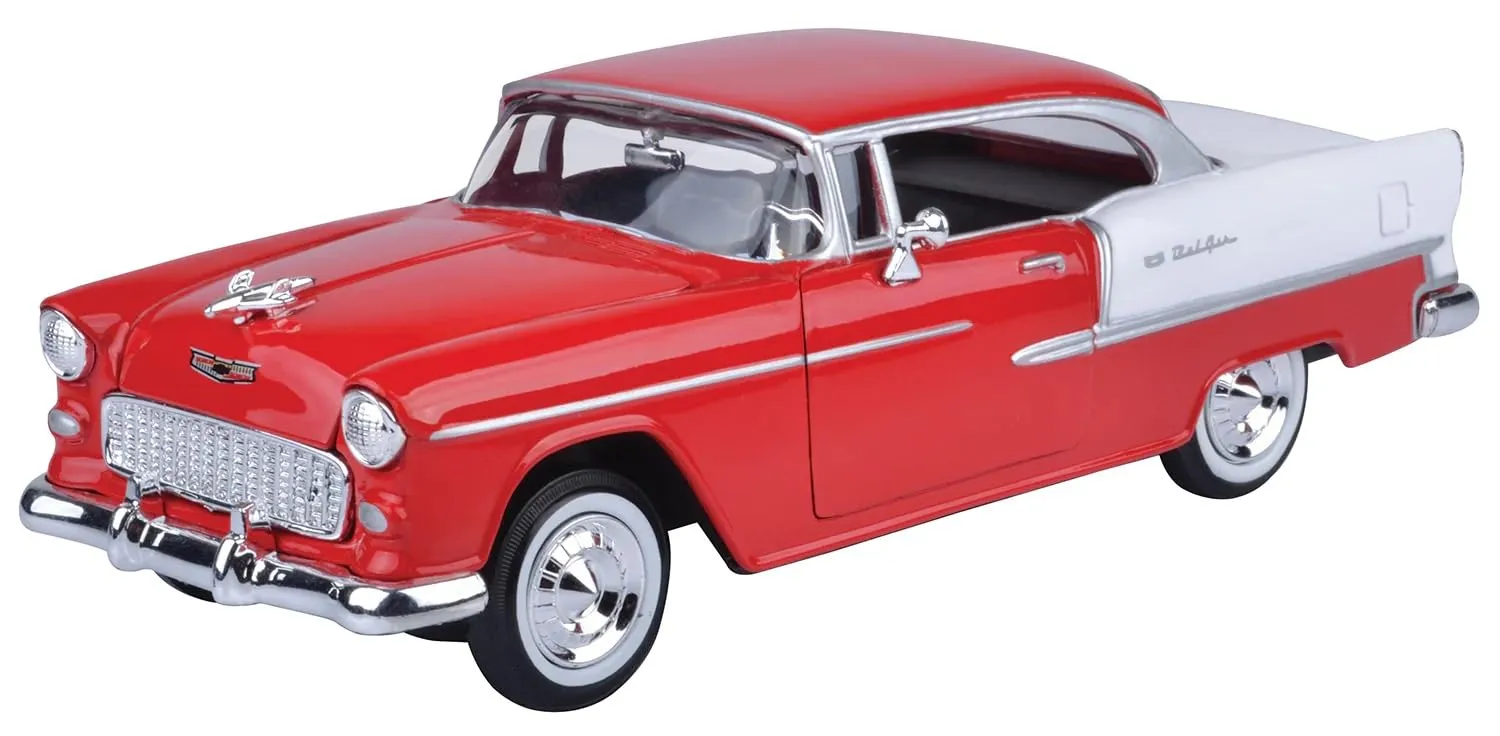 1955 CHEVROLET BEL AIR RED 1:24 DIECAST MODEL CAR BY MOTORMAX 73229