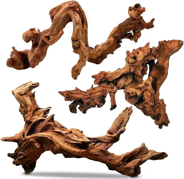 PINVNBY Natural Driftwood for Aquarium Decor Fish Tank Decorations Reptile Decor Driftwood Decor, 3 Pieces 6"-12" Assorted Driftwood Branch