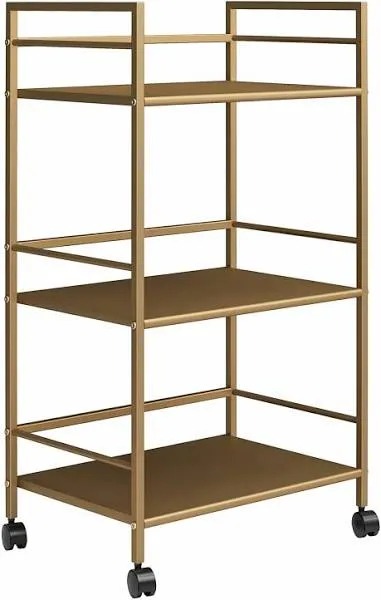 3 Shelves Helix Metal Rolling Utility Cart Gold 