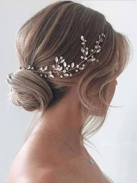 Bride Crystal Wedding Hair Vine Gold Rhinestone Hair Piece Bridal Headpiece Hair