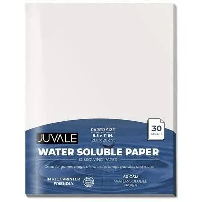 Juvale Water Soluble Dissolving Paper Sheets 8.5 x 11 in 30 Pack