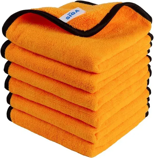 MR.SIGA Professional Premium Microfiber Towels for Household Cleaning, Dual-Sided Car Washing and Detailing Towels, Gold, 15.7 x 23.6 inch, 3 Pack