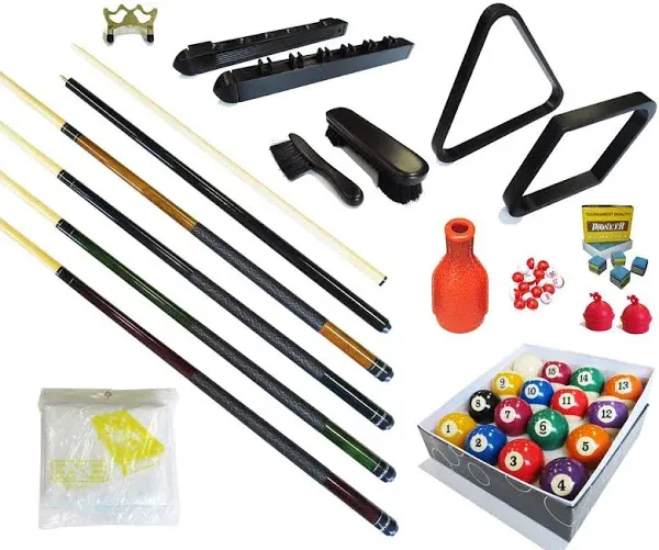 Billiard Depot Pool Table - Premium Billiard 32 Pieces Accessory Kit - Pool Cue Sticks Bridge Ball Sets (Kit-16)