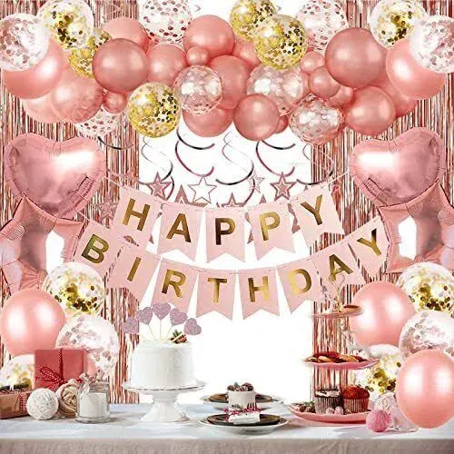 Eco-Friendly Rose Gold Birthday Decor - Reusable &amp; Long-Lasting Beauties Theme