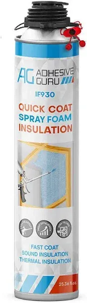 Adhesive Guru Heat Insulation Spray Foam (12x32.80 oz), Spray Foam Insulation, Bond Insulation Foam Spray, Polyurethane Spray Foam, Self Expanding Foam, Heat and Sound Insulation Foam - 12 Pack