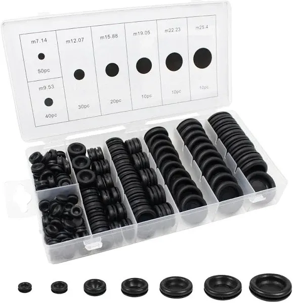 170 Rubber Grommet Assortment Firewall Hole Plug Set Electrical Wire Gasket