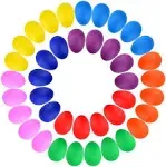 Augshy 40pcs Plastic Egg Shakers Percussion Musical Maracas Easter Eggs with A Storage Bag for Toys Music Learning DIY Painting(8 Different Colors)