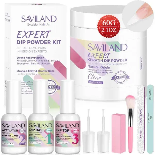 Saviland Women's Clear Dip Powder Nail Kit