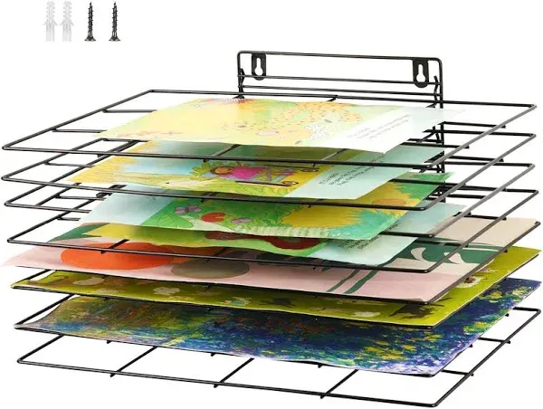 Art Drying Rack for Classroom Paint Drying Rack Art 16 Shelves Metal Artwork Storage Display Rack Art Drying Rack with Wheels for Classroom Painting Crafts