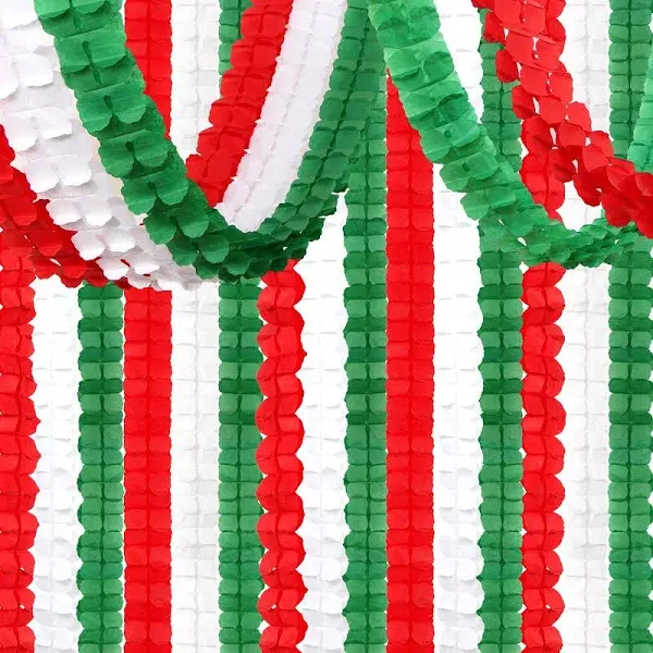 Red-Green White Party-Decorations Christmas Streamers-Garland - 12pcs Mexico Italian 4-Leaf Clover Paper Streamers,Italy Mexican Birthday Baby Shower Wedding Banners,New Years Winter Decor Ouruola