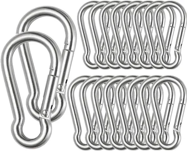 16 pcs spring snap hook carabiner m8 5/16 inch stainless steel heavy duty carabi