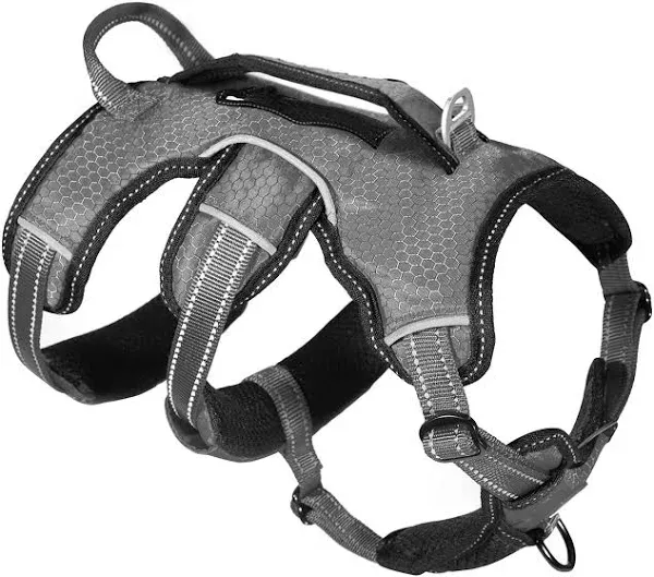 Tuff Pupper Updated for 2024 - Tracker No Escape Dog Harness | Dual Escape Proof Leash Attachments | 5 Point Adjustable Fit Harness for Dogs | Padded Dog Harness for Comfort | Handle Dog Lift Harness