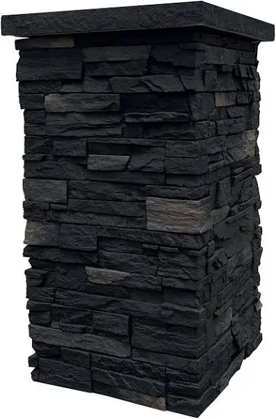 NextStone Faux Polyurethane Stone Column Wrap - Onyx - for Home Improvement/DIY Friendly (Quantity 1 = 4 Interlocking Sides)