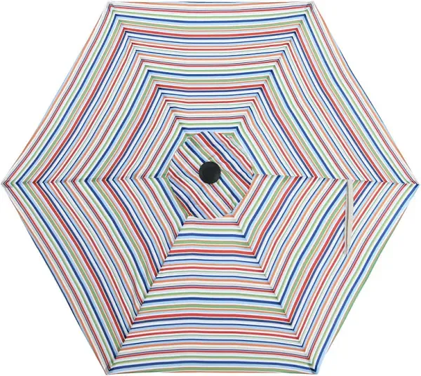  Patio Umbrella ft Replacement Canopy for 7.5 khaki and turquoise stripe 6-ribs