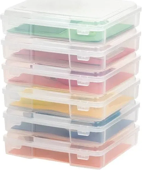 USA 6 Pack Fits 8.5" X 11" Portable Project Storage Case with Snap-Tight Latch, Plastic Container for Board Games Scrapbook Paper Magazine Document Kid'S Toys Craft Hobby Art Supplies, Clear