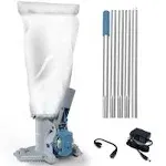 Kokido Rechargeable Pool Leaf Vacuum with Section Pole, 5X Suction, Deep Clean, Heavy Duty XL Debris Bag, Sand, Leaves and Debris, Xtrovac410