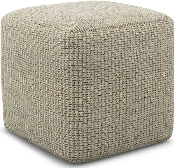 Simpli Home Zelma Boho Square Woven Pouf