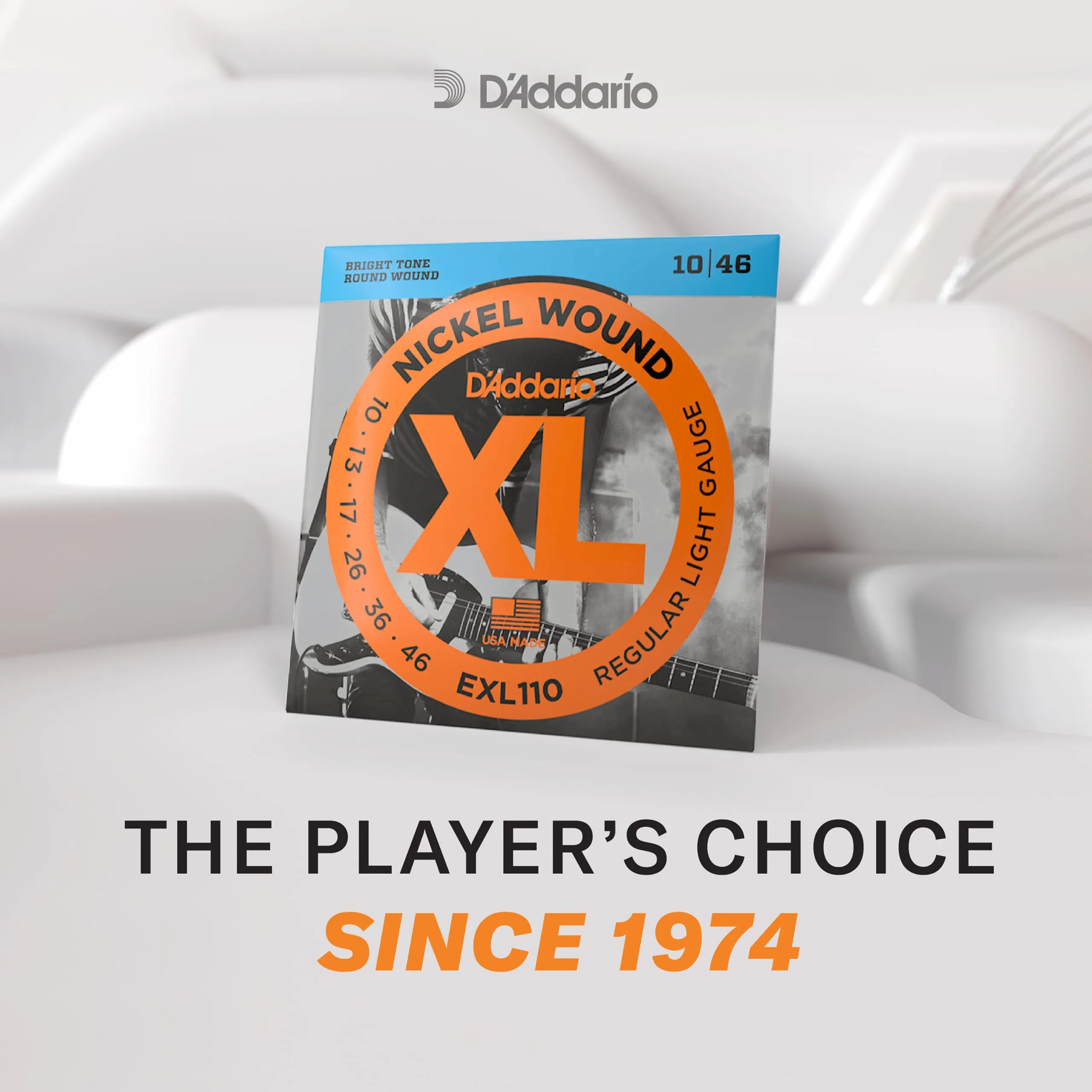 D'Addario Guitar Strings - XL Nickel Electric Guitar Strings - EXL115W - Perfect Intonation, Consistent Feel, Reliable Durability - For 6 String Guitars - 11-49 Medium Wound Third