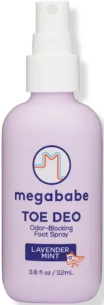 Megababe Toe Deo 3.8oz Lavender Mint Odor-Blocking Foot Feet Spray Deodorant